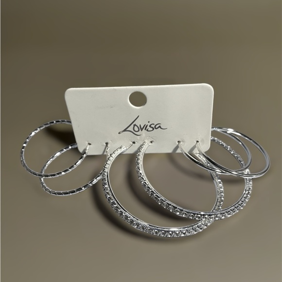 Lovisa 3 Pair Sterling Silver Hoop Earrings - Picture 1 of 7